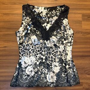 Cache Satin Lace Floral Top Size M | Gothic Romance Y2K | Prom Wedding Guest